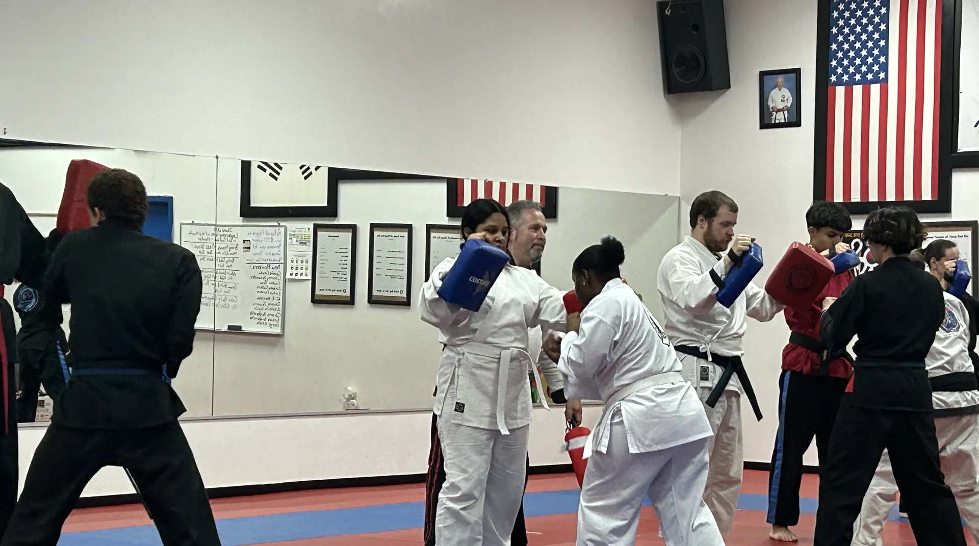 Get Strong. students training together at Roman's Shin Karate in Hamilton